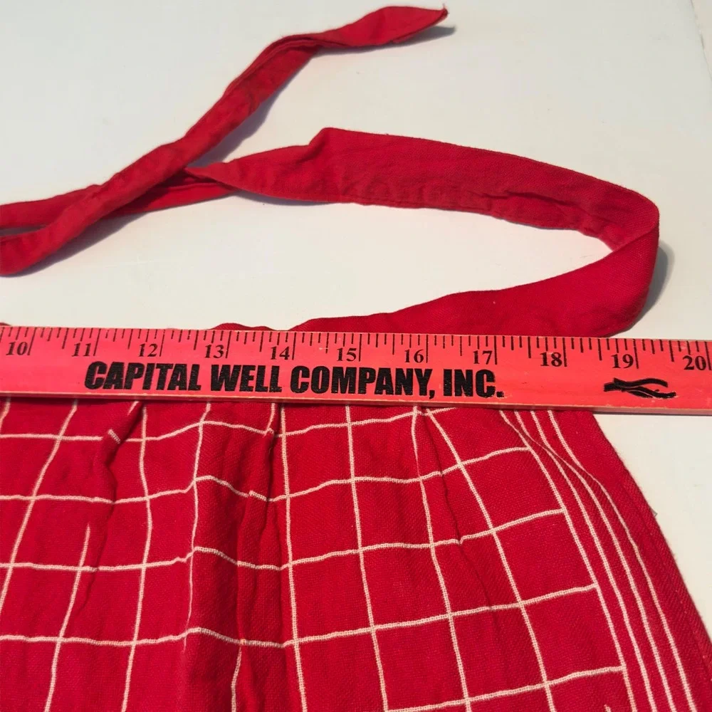 Vintage Tiroler Webkunst Red Farm Animal Cotton Half Apron Made in Austria